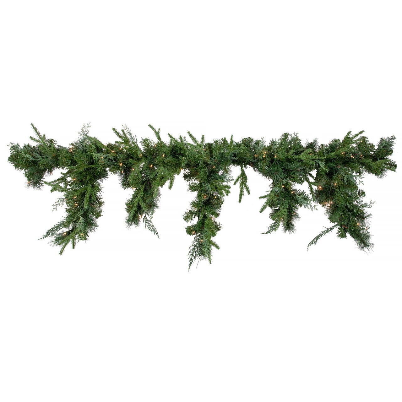 Northlight 6' x 18" Pre-Lit Mixed Pine Artificial Christmas Icicle Garland, Clear Lights